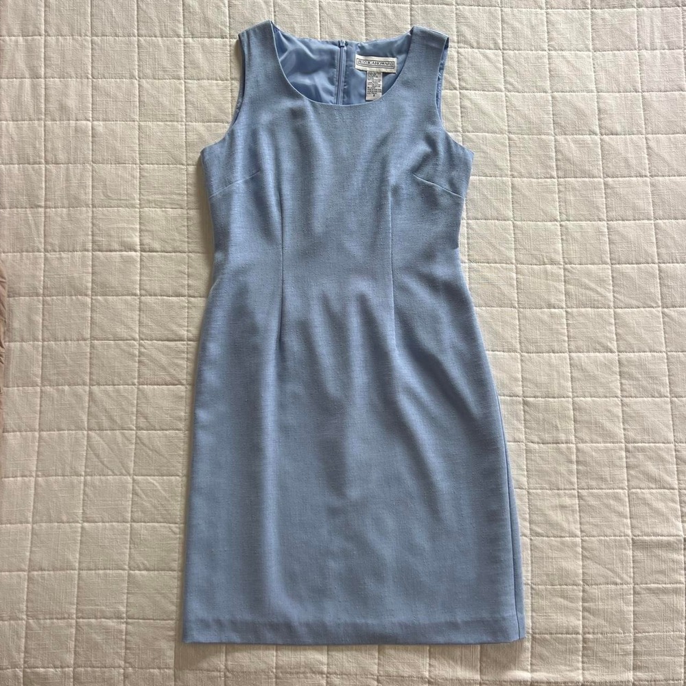 Vintage Womans Jessica Howard Blue Dress | 90s Classic Preppy Midi | Size 8